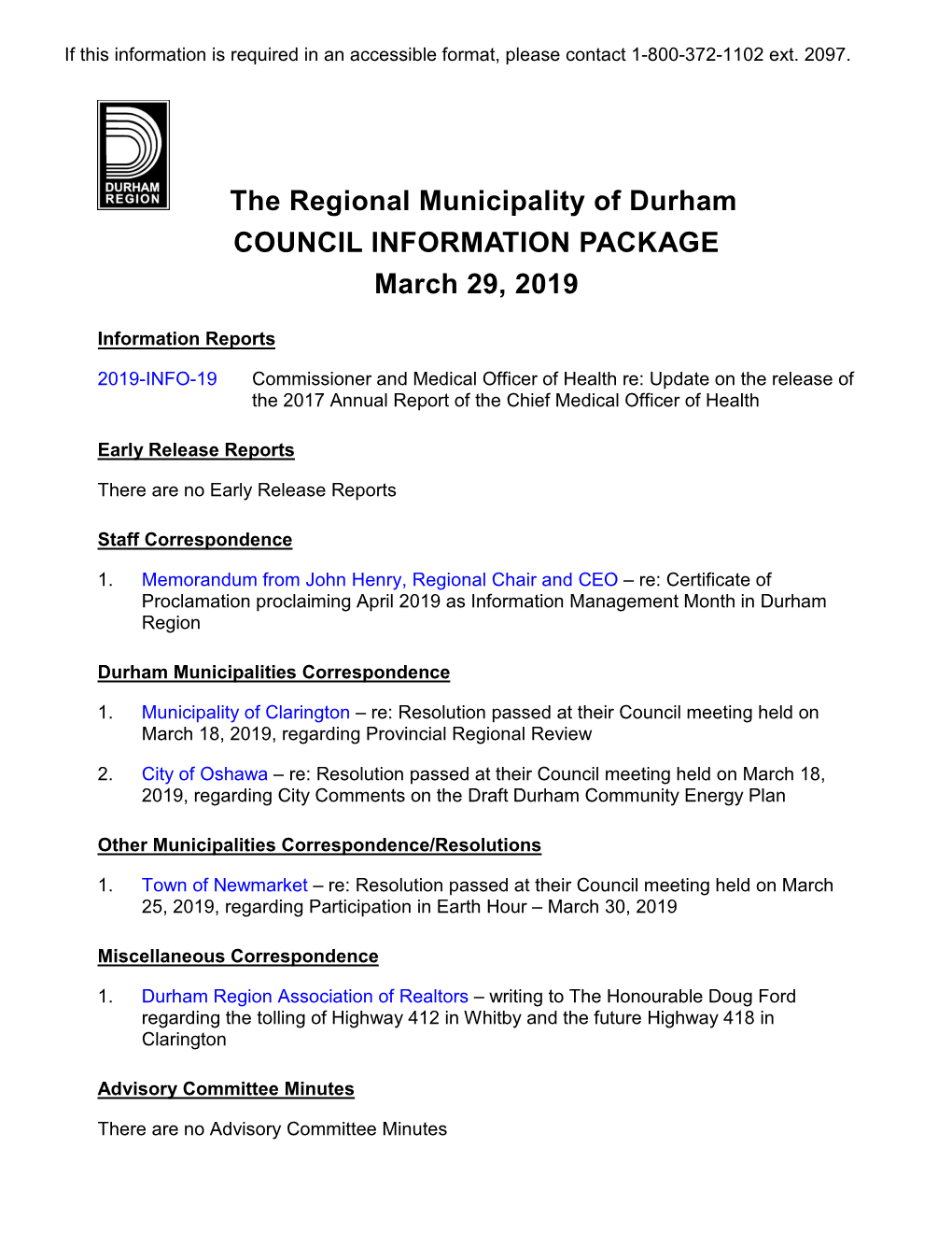 Council Information Package, March 29, 2019