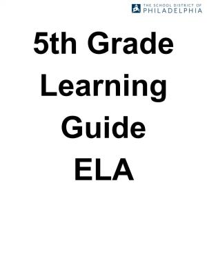 5Th Grade Learning Guide ELA