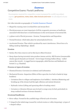 Fluvial Landforms- Examrace