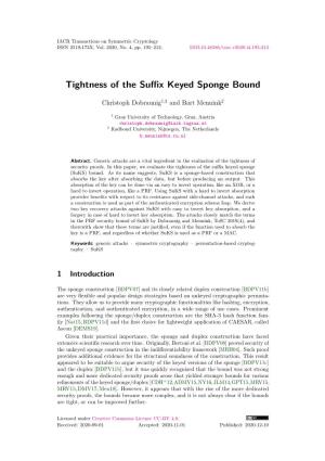 Tightness of the Suffix Keyed Sponge Bound