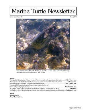 Marine Turtle Newsletter Issue Number 146 July 2015