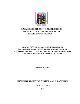 Universidad Austral De Chile Facultad De Ciencias Agrarias Escuela De Graduados