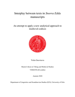 Interplay Between Texts in Snorra Edda Manuscripts