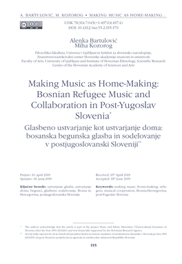 Bosnian Refugee Music and Collaboration in Post-Yugoslav