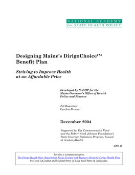 Designing Maine's Dirigochoice Benefit Plan