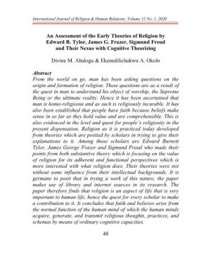 48 an Assessment of the Early Theories of Religion by Edward B