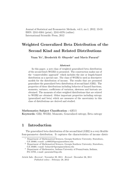 Weighted Generalized Beta Distribution of the Second Kind and Related Distributions