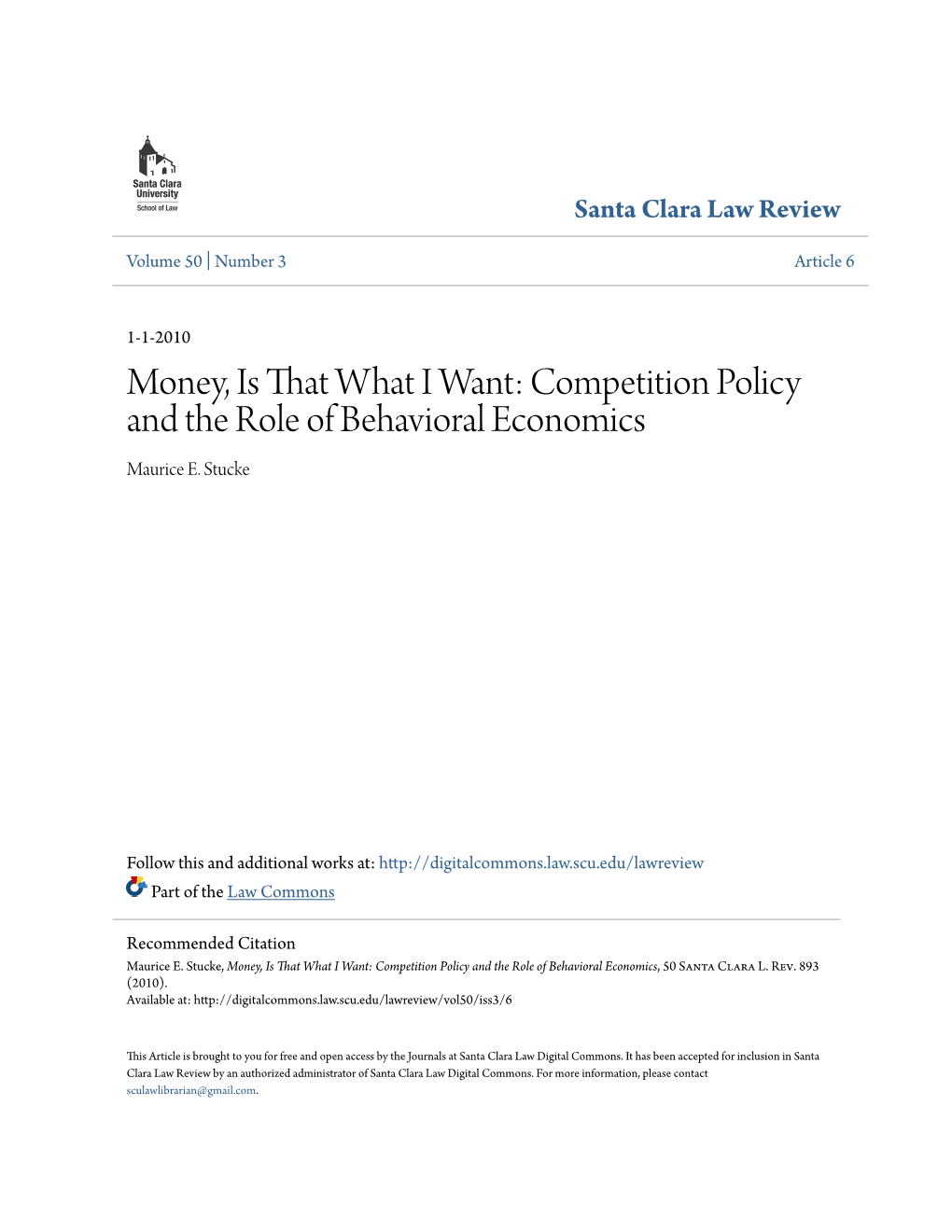 Competition Policy and the Role of Behavioral Economics Maurice E