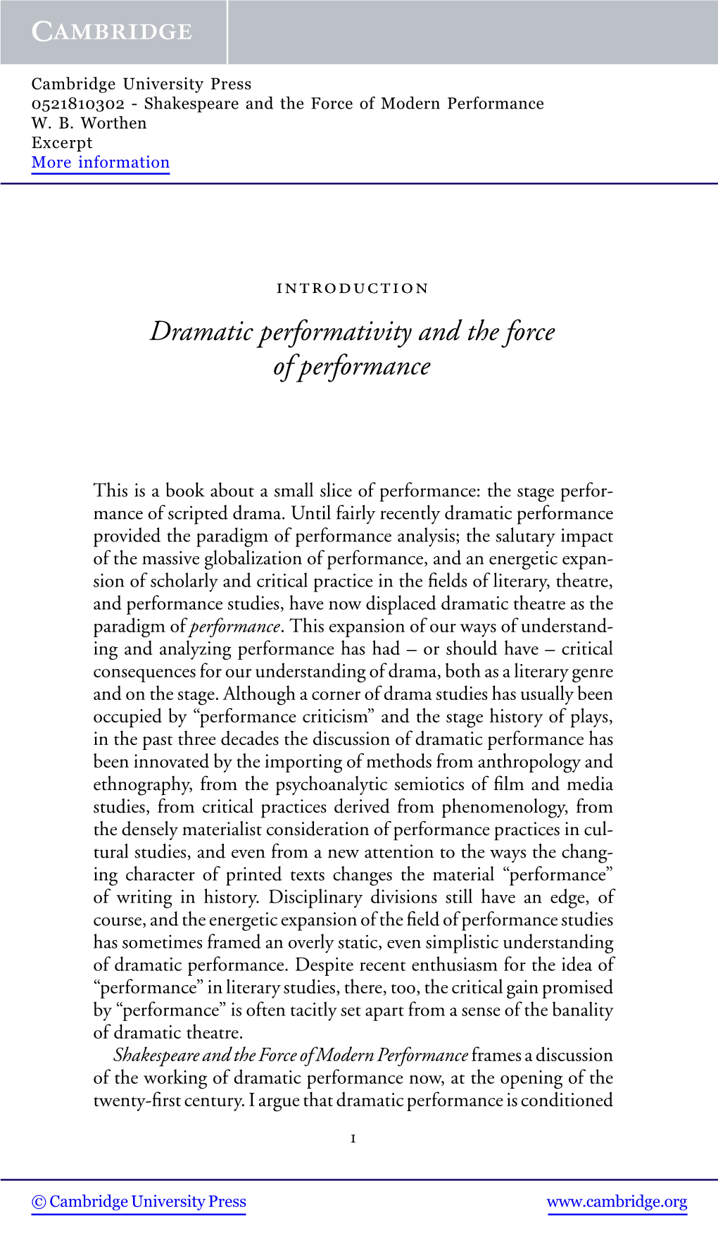 Dramatic Performativity and the Force of Performance