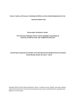 Farmers, Traders, and Processors: Estimating the Welfare Loss from Double Marginalization for The