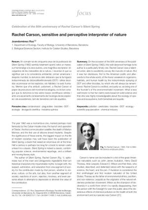 Rachel Carson, Sensitive and Perceptive Interpreter of Nature