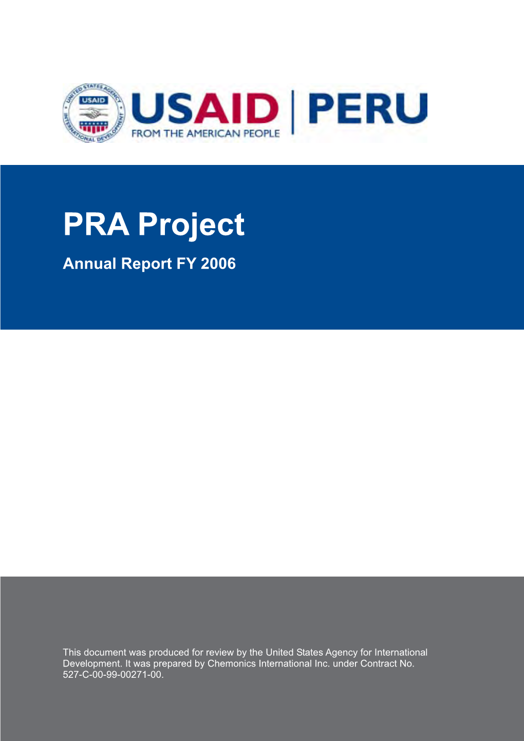 PRA Project Annual Report FY 2006