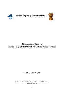 Recommendations on Provisioning of INMARSAT / Satellite Phone Services