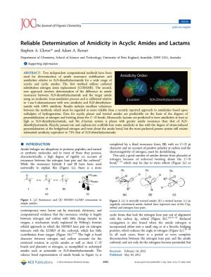 Reliable Determination of Amidicity in Acyclic Amides and Lactams Stephen A
