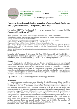 Leptosphaeriaceae, Pleosporales) from Italy