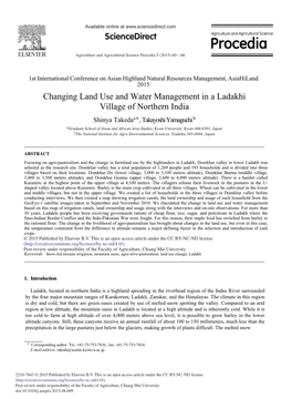 Changing Land Use and Water Management in a Ladakhi Village of Northern India