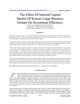 The Effect of Internal Capital Market of Korean Large Business Groups