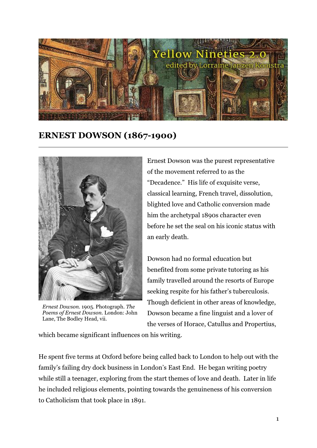 Ernest Dowson (1867-1900)