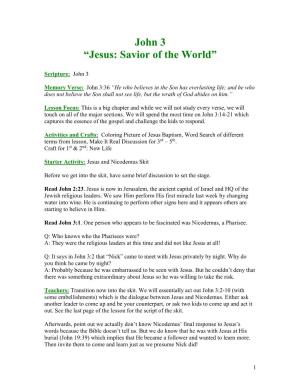 John 3 “Jesus: Savior of the World”