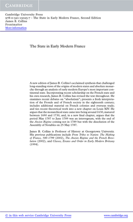 The State in Early Modern France, Second Edition James B