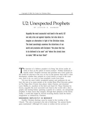 U2: Unexpected Prophets by STEVEN R