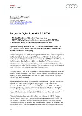 Rally Star Ogier in Audi RS 5 DTM