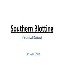 Southern Blotting (Technical Review)