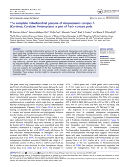 The Complete Mitochondrial Genome of Anoplocnemis Curvipes F