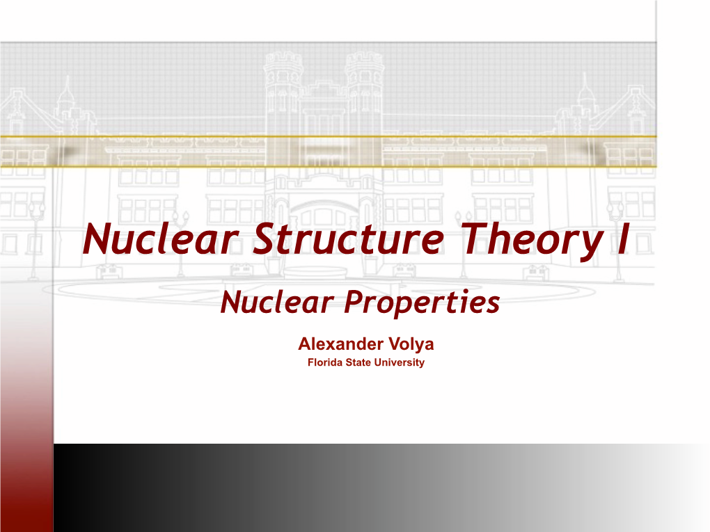 Nuclear Structure Theory I