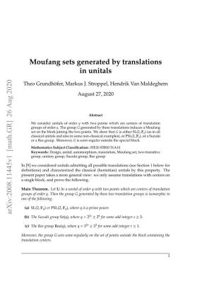 Moufang Sets Generated by Translations in Unitals