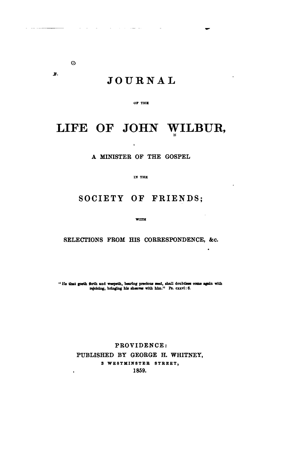 Journal of the Life of John Wilbur