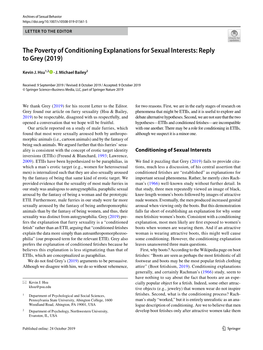 The Poverty of Conditioning Explanations for Sexual Interests: Reply to Grey (2019)