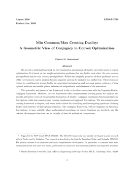 Min Common/Max Crossing Duality: a Geometric View of Conjugacy
