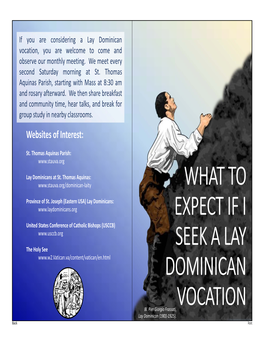 What to Expect If I Seek a Lay Dominican Vocation