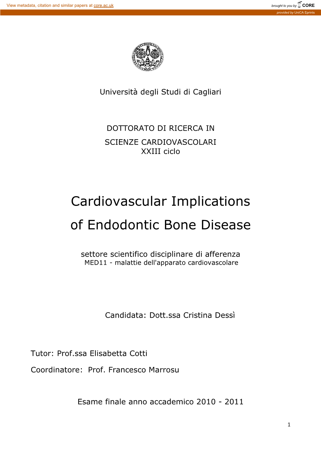 Cardiovascular Implications of Endodontic Bone Disease