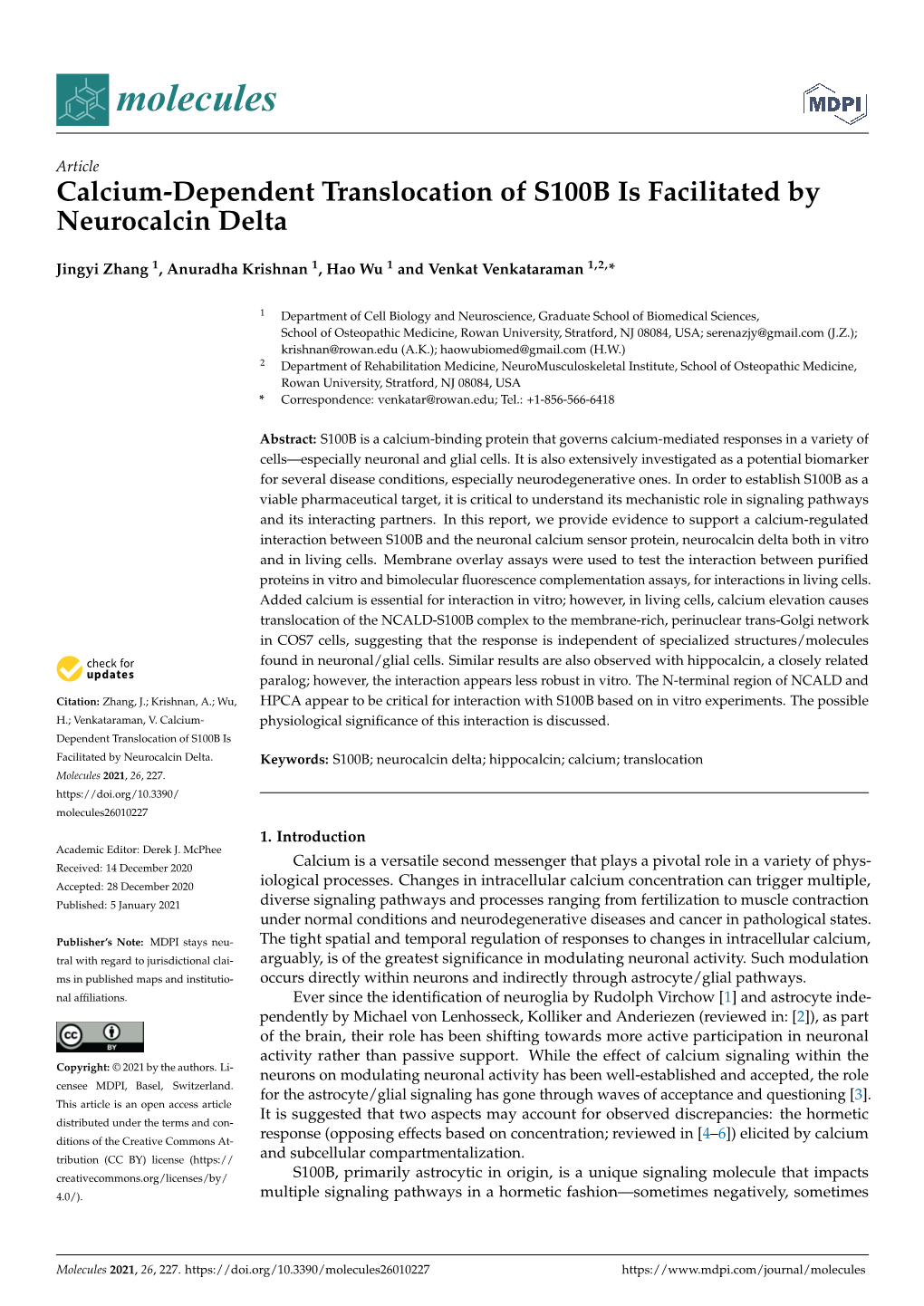 Calcium-Dependent Translocation of S100B Is Facilitated by Neurocalcin Delta