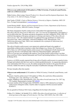 (14 May 2020) ISSN 2009-8987 1 Chlorococcum Amblystomatis