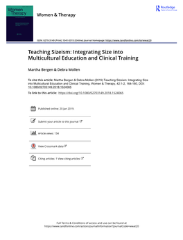 Teaching Sizeism: Integrating Size Into Multicultural Education and Clinical Training