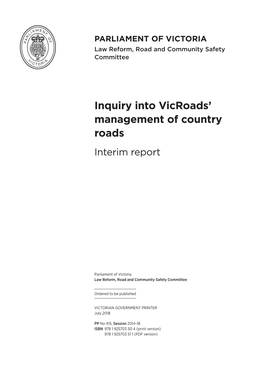 Inquiry Into Vicroads' Management of Country Roads