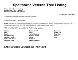 Veteran Tree Listing