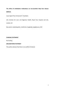 The Effect of Antidiabetic Medications on Non-Alcoholic Fatty Liver Disease