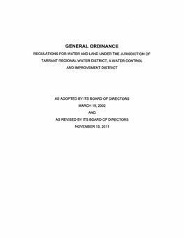 TRWD General Ordinance