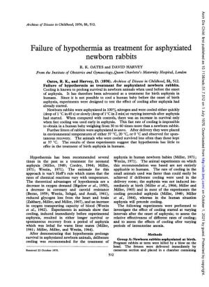Failure of Hypothermia As Treatment for Asphyxiated Newborn Rabbits R