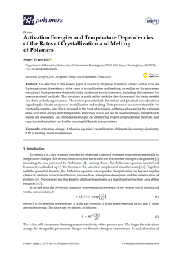 Activation Energies and Temperature Dependencies of the Rates of Crystallization and Melting of Polymers