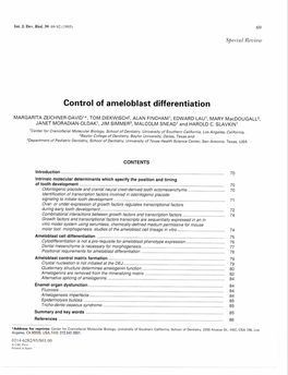 Control of Ameloblast Differentiation