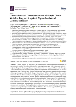 Generation and Characterization of Single Chain Variable Fragment Against Alpha-Enolase of Candida Albicans