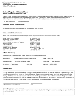 National Register of Historic Places As the Designated