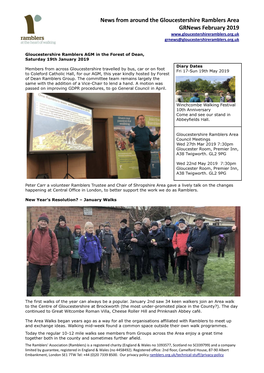 News from Around the Gloucestershire Ramblers Area Grnews February 2019 Grnews@Gloucestershireramblers.Org.Uk
