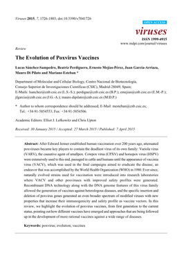 The Evolution of Poxvirus Vaccines