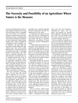 The Necessity and Possibility of an Agriculture Where Nature Is the Measure